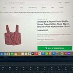 Treasure & Bond  floral ruffle strap crop tank Photo 3