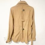 Free People  Size Medium Vintage Canvas Tipped Boho Car Jacket Coat Tan Full Zip Photo 4