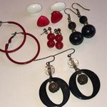 Lot of 6 Black White and Red Vintage Boho Earrings Photo 1