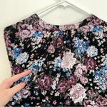 DALIA Black Lilac Lavender Purple Gray Floral Split Neck Long Sleeve Blouse Work Size L Photo 10