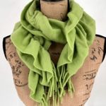 Amicale Women's Pure Cashmere Scrunched Squiggle Fringe Scarf Green One Size Photo 0