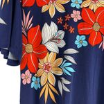 Alexandra and Oak Floral Blue Stretch Flounce Dress Size M Vacation Travel Easy Size M Photo 4