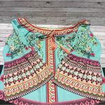 Umgee  Floral Off-Shoulder Blouse - Teal and Pink Photo 8