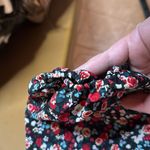 SheIn Floral Print Lace Trim V-neck Blouse Black Red Blue Green Size Small Photo 7