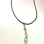 Handmade Y2K Gothic Punk PU leather Necklace , Wire with hanging man zombie pendants Photo 3