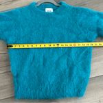 Dixie Teal Kid Mohair Mock Turtleneck Short Sleeve Knit Sweater S Blue Photo 9