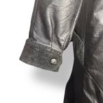 wilson's leather Vintage  Black Long Trench Coat Suede Embossed Floral Detail Photo 9