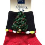 Basic Editions Holiday Christmas Tree Socks Red Sparkle Glitter 3D Tinsel NWT 9 Photo 2