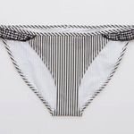Aerie 48A.-  Seersucker Stripped Ruffle Bikini Bottom. Black Photo 0