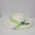 Sun n Sand Womens Sun Hat White Green Tie Dye Ribbon Trim Wide Brim Beach Summer Photo 23