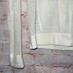 CAbi 213 knit ivory sweater split back boat neck casual pullover S sheer arms Photo 3