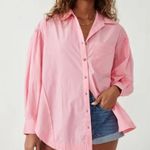 Free People NWOT  Freya Poplin Tunic Button Down Blouse Pink Photo 7