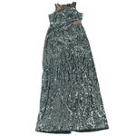 Toccin Dress Womens 4 Blue Sequin Cut Out Gown Formal Long Mesh Cocktail Party Blue Photo 2