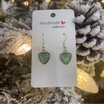 Handmade Poured Paint Square Earrings Swirl Stainless Steel Elderly Artisan Green Photo 1