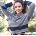 Fabletics  Demi Lovato athletic cropped gray striped S sweatshirt Photo 0