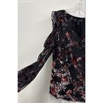 WHBM Black Floral Velvet Burnout Cold Shoulder Ruffle Photo 1