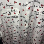 Karl Lagerfeld  White Shirt with Black Script and Red Hearts kitty face bonjour Photo 4