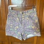 ZARA  Purple Floral Shorts Denim High-Waisted Photo 2