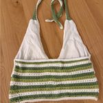 Hollister  Green and White Crochet Crop Top Photo 0