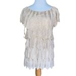 White House | Black Market White House Black Market WHBM Gold Shimmer Metallic Tiered Blouse Size Small Photo 2