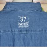 Harrah's Casino Blue Denim Button Up Shirt Top Size XL Cotton Embroidered Logo Photo 6