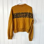 Dazey LA Sweater Women Size Small Mustard Yellow Crewneck Animal Print Cotton Photo 1