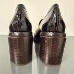 Tory Burch Patent Leather Block Heel Loafers Black Yellow Size 8.5 Photo 4