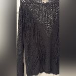 Amuse Society  Black Open-Knit V-Neck Sweater Photo 2