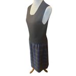 Women's Black & Blue Checkered Plaid Lined Satin Dress Size S/M Photo 4