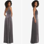 Thread Velvet Maxi Dress With Shirred Bodice and Front Slit Size 14 Gray Photo 10