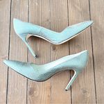 Manolo Blahnik  Brocade Fabric Pointed Toe Pumps in Green Silver Photo 3