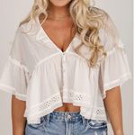 White Eyelet Blouse Size L Photo 4