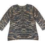 Talbots Pure Cashmere Top Medium Brown Black Tiger Stripe Animal Print Photo 0