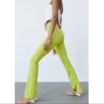 ZARA NWT  HIGH RISE FLARED JACQUARD PANTS  GREEN Photo 2