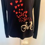 Talbots Floating Hearts Bicycle Navy Crew Neck Knit Sweater Size M Photo 3