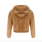 Boutique Cropped Teddy Bear Hoodie Brown Jr Medium of Small Adult With Ears Photo 1