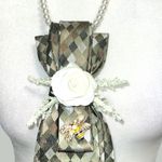 “Dainty Dapper” print design sage color necktie Necklace & floral attachment White Photo 2