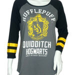 Harry Potter Women’s Hugglepuff Raglan Tee Gray White Quidditch Hogwarts Size M Black Size M Photo 0