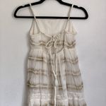 Aerie NWT  Sz XS Beachy Tiered Maxi Dress Tan Ivory Coastal Boho Vacation Lace Photo 6