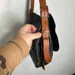 Fossil  Harper flap crossbody bag black leather brown leather strap medium size Photo 10