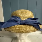 Vintage Kentucky Derby Acrylic Straw Hat With‎ Floral Embroidered Bandana Bow Yellow Photo 2