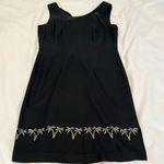 Tiki classics sz6 black w/Palm tree boarder 100% silk sleeveless sheath EUC Size 6 Photo 1