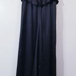 AMSALE Satin Peplum Strapless Long Gown Evening Dress Sweetheart Neckline Black Size 8 Photo 1