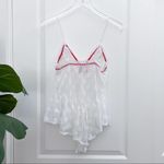 Vintage White Lingerie Lace Teddy Red Accent Small Photo 97
