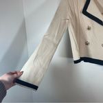 English Factory Anthropologie Cream and Black Collared Cardigan Jeweled Buttons Photo 5