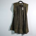 Anthropologie NEW  Cap Sleeve Plisse Pleated Pullover Shift Mini Dress Green M Photo 0