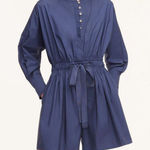 Rebecca Taylor  Poplin Long Sleeve Romper NWT in Royal Blue - Size M - MSRP $325 Photo 0