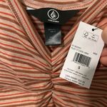 Volcom  Ruched Stripe Mini Dress Rust/Orange Short Sleeve Size Small NWT Photo 1
