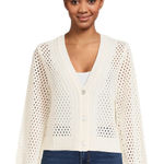 No Boundaries  Juniors Size L 11-13 White Mesh Cardigan Open Front Knit Sweater Photo 0