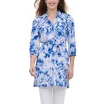 Calvin Klein NWOT  Blue Tie Dye Silk Belted Mini Shirt Dress M Photo 2